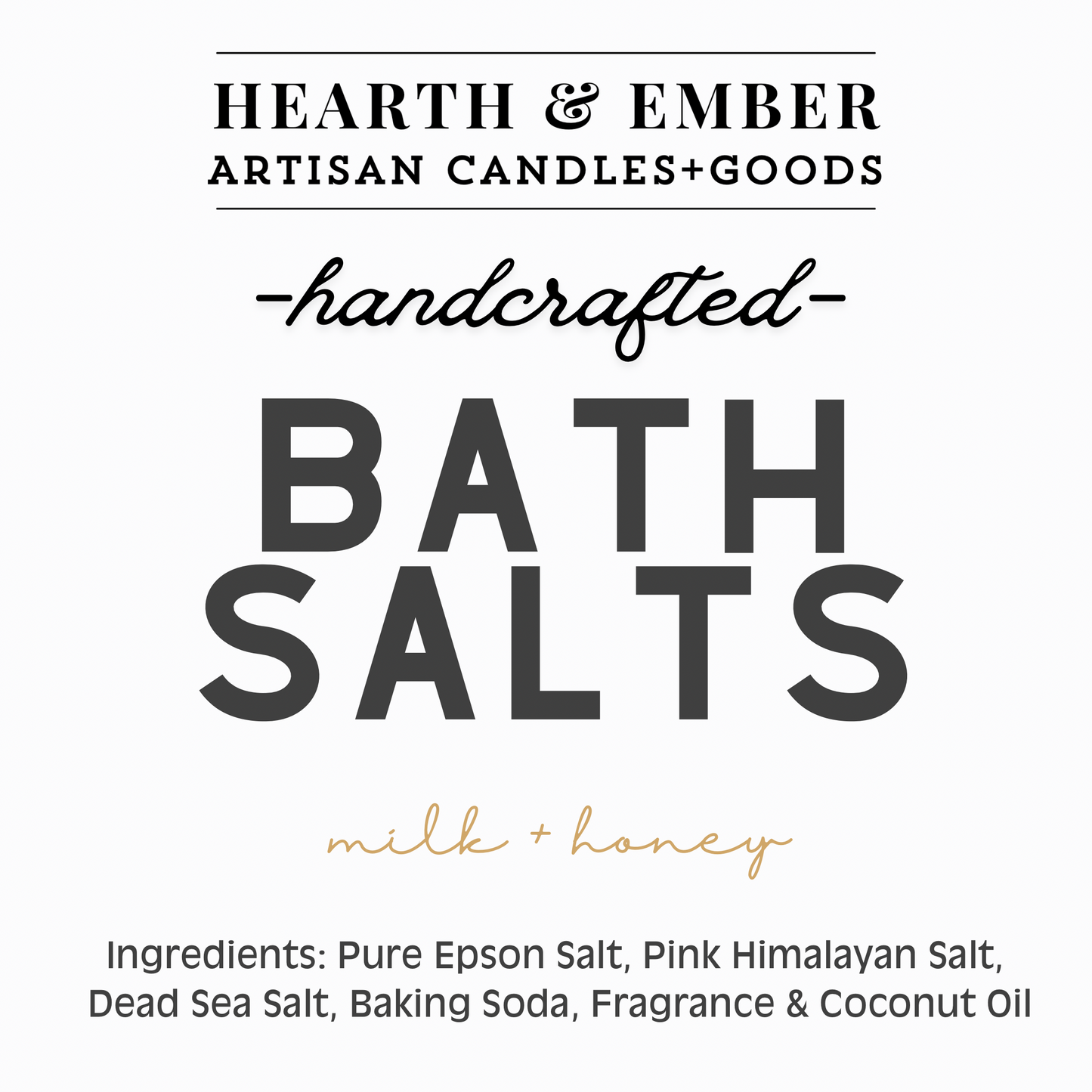 MILK+HONEY| All Natural Bath Salts 16oz